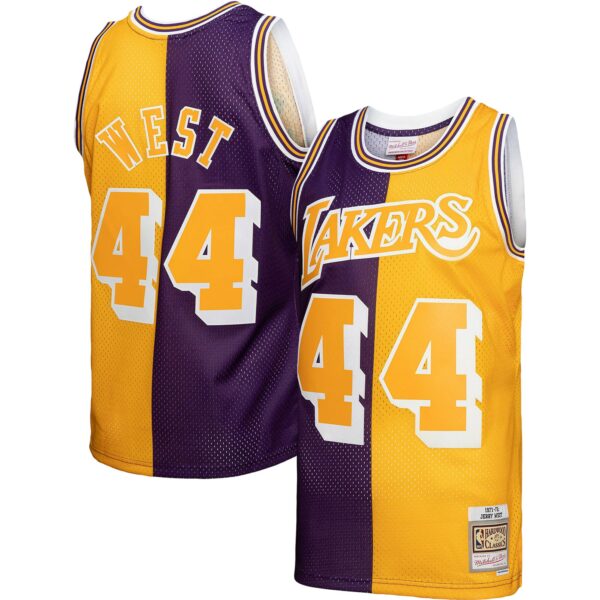 jerry west los angeles lakers mitchell 26amp ness hardwood classics 197172 split swingman jersey purplegold 6047 kvx4z.jpg