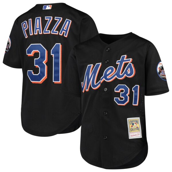 mike piazza new york mets mitchell 26amp ness youth cooperstown collection mesh batting practice jersey black 6141 mrbj9.jpg